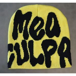 Mea Culpa Unisex O/S Yellow & Black Edition Logo Knitted Beanie Hat